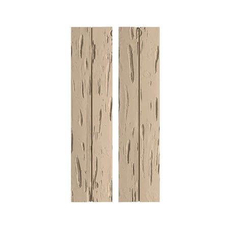 Rustic Two Board Joined Board-n-Batten Pecky Cypress Faux Wood Shutters W/No Batten, 11W X 38H